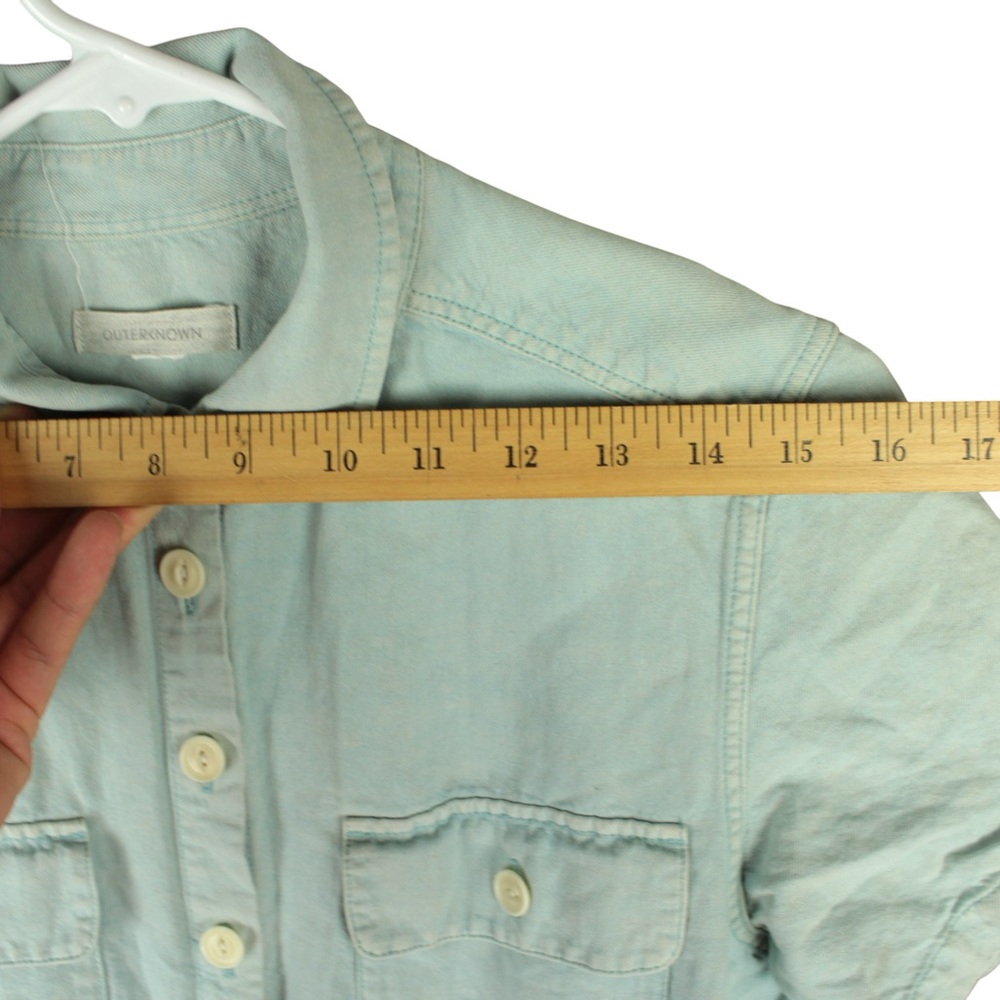 Outerknown Women Size XS Blue Denim Jumpsuit overalls Button shortalls - Picture 7 of 15